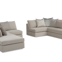 White, two piece Messina Sectional with clean look with long, uninterrupted seat and back cushions.