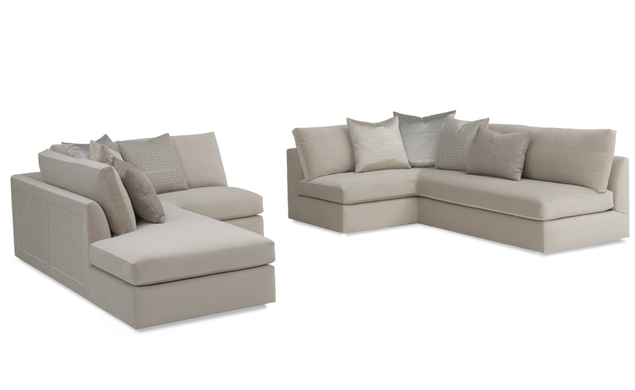White, two piece Messina Sectional with clean look with long, uninterrupted seat and back cushions.