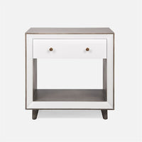 Blaine nightstand in Pristine Faux Canvas wood with one drawer.