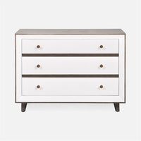 Blaine nightstand in Pristine Faux Canvas wood with three drawers.
