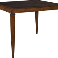 Hutton M2M Game Table crafted in solid maple. The chamfered, tapered posts are topped by a metal collar.