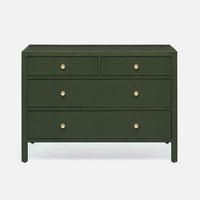 Jarin Dresser 48" in green color and with four drawers, front view.