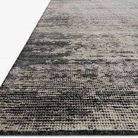 Hand-knotted Amara Silver + Dark Grey Area Rug of wool and cotton.