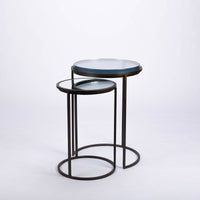 Carolina Nesting two side tables with glass top and hand forged steel.