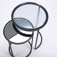 Carolina Nesting two side tables with glass top and hand forged steel.