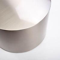 Drum Cocktail Table, Brushed stainless steel finish and clean lines, designed in 1960 by Milo Baughman.