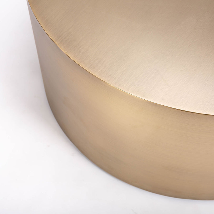 Drum Cocktail Table, Brushed Bronze finish and clean lines, designed in 1960 by Milo Baughman.