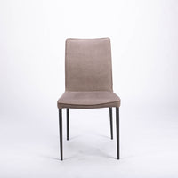 A grey elegant Nata dining chair with Anthracite Leg. Front view.