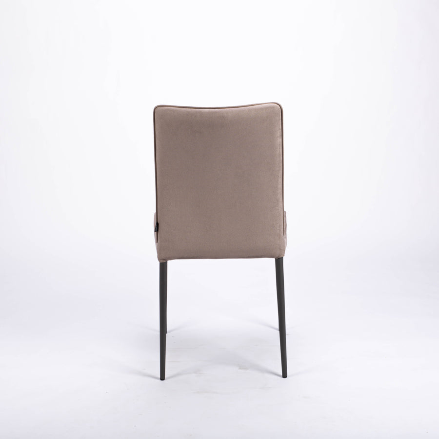 A grey elegant Nata dining chair with Anthracite Leg. Back view.