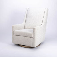 Clarence swivel high back lounge chair in white color, side and front view.