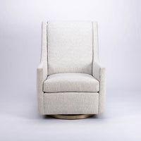 Clarence swivel high back lounge chair in white color, front view.