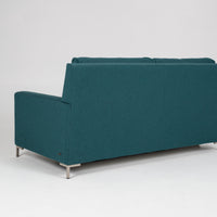 American Leather Bryson Two Seat Comfort Sofa Bed in blue color, back view.