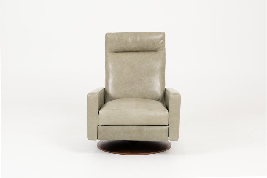American Leather's Cumulus Comfort Air recliner in white color, front view.