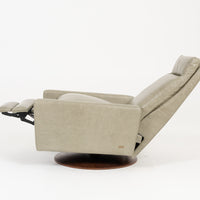 American Leather's Cumulus Comfort Air recliner in white color, side view, reclined.