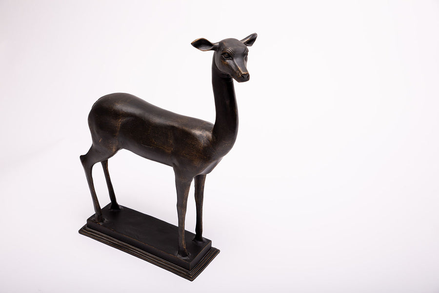 Fawn Sculpture made of iron. Side top view.