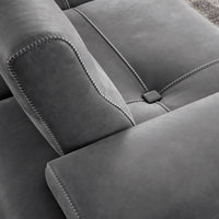 Closed up top view on grey leather Smart sofa.