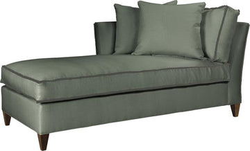 Green Leigh LA Chaise, armless, with angled back profile.
