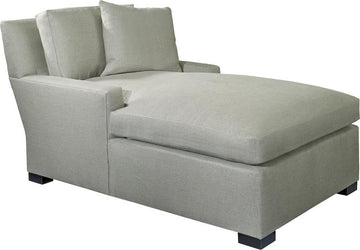White Silhouettes M2M Chaise made with a Medium Square Arm, and Box Edge Back cushions.