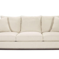 White three seat Jules sofa with narrow sloping tapered Lawson arm with pleat.