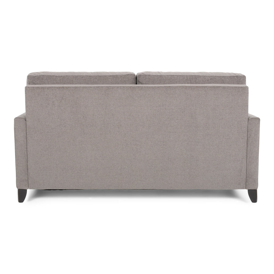 American Leather Harris Two Seat Comfort Sofa bed chenille charcoal with high wood legs, back view.