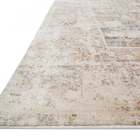 Javari Ivory + Granite Area Rug with power-loomed polyester and polypropylene construction and with distressed all-over patterns.
