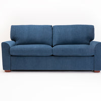 American Leather Klein Two Seat Comfort Sofa bed in blue color, front view.