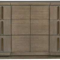 Axis Six-Drawer Chest with classic Mid-century Modern and Art Deco design, front view.