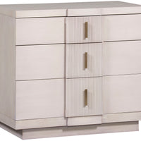 Axis 3 Drawer Nightstand in white color with White Bronze Hardware, Luxury composite Accents.