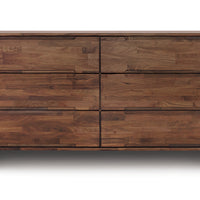 Linn 6 Drawer Dresser with Simple American modern design using natural Walnut hardwood, front view.