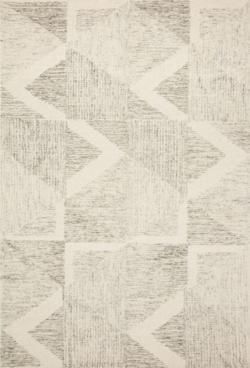 Milo Grey + Granite Area Rug with geometric  designs softened by a tonal color palette hand-tufted of 100% wool pile by artisans in India.