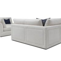 White, two piece Messina Sectional with clean look with long, uninterrupted seat and back cushions. Back view.