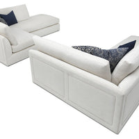 White, two piece Messina Sectional with clean look with long, uninterrupted seat and back cushions. Top back view.