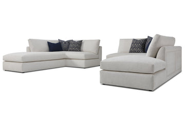 White, two piece Messina Sectional with clean look with long, uninterrupted seat and back cushions. Front view.