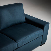 American Leather Olson Two Seat Standard (Queen) Comfort Sofa bed in indigo color, right side.