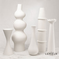 Matte White Overscale Vases collection of five.