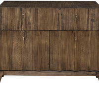 Ava Hall chest, wood color, brushed hardware, with one drawer, two doors and one adjustable shelf.