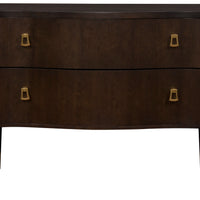 Lillett Nightstand with two drawers, front view.