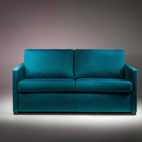 American Leather Pearson Two Seat Standard (Queen) Comfort Sofa bed in blue color, front side.