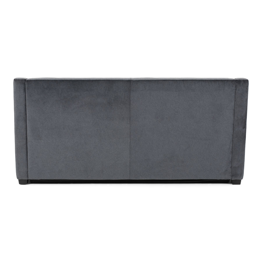 American Leather Perry Two Seat Standard Comfort Sofa bed in grey color with wooden legs, back view.