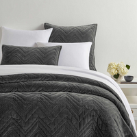 Brentwood Velvet Collection bedding in grey and white colors.
