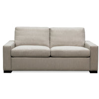 American Leather Rogue Two Seat Comfort Sofa bed in light colors, front view.