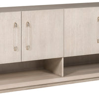 Cove Entertainment Unit cabinet in light colors with four doors and two compartment units. 