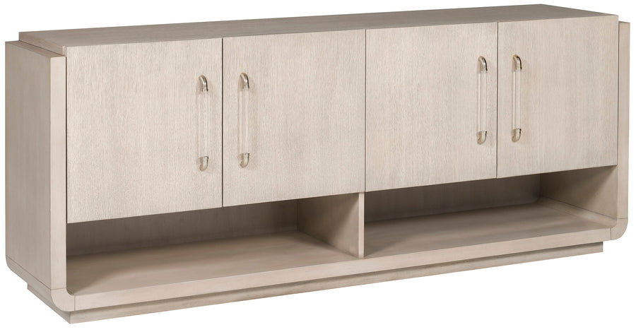 Cove Entertainment Unit cabinet in light colors with four doors and two compartment units. 