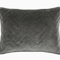 A gray pillow from Brentwood Velvet Collection bedding.