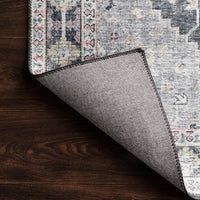 Skye Charcoal/Multi Area Rug power-loomed of 100% polyester and with printed designs provide the textured effect of high-end rugs.