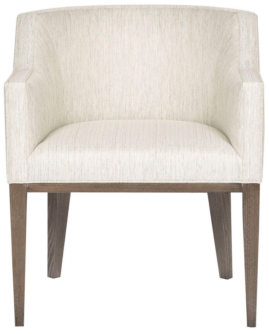 White contoured and curvy Axis Arm Chair. Front view.