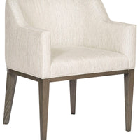 White contoured and curvy Axis Arm Chair. Front and side view.