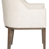 White contoured and curvy Axis Arm Chair. Side view.