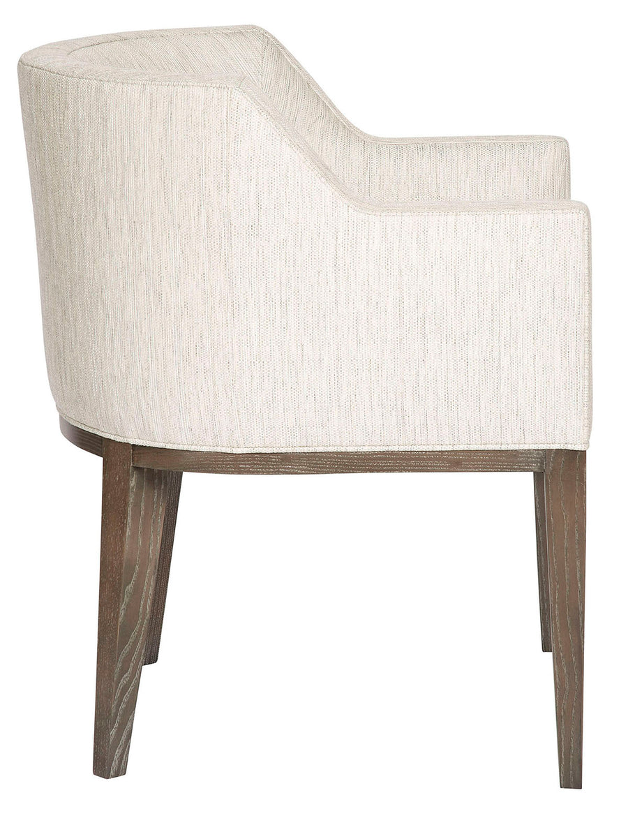 White contoured and curvy Axis Arm Chair. Side view.