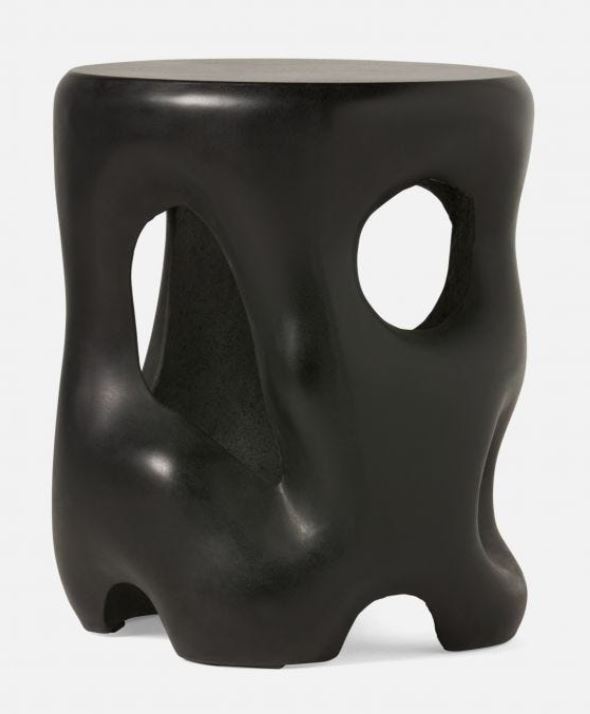 Black sculptural Hyde Side Table handmade in smooth concrete.